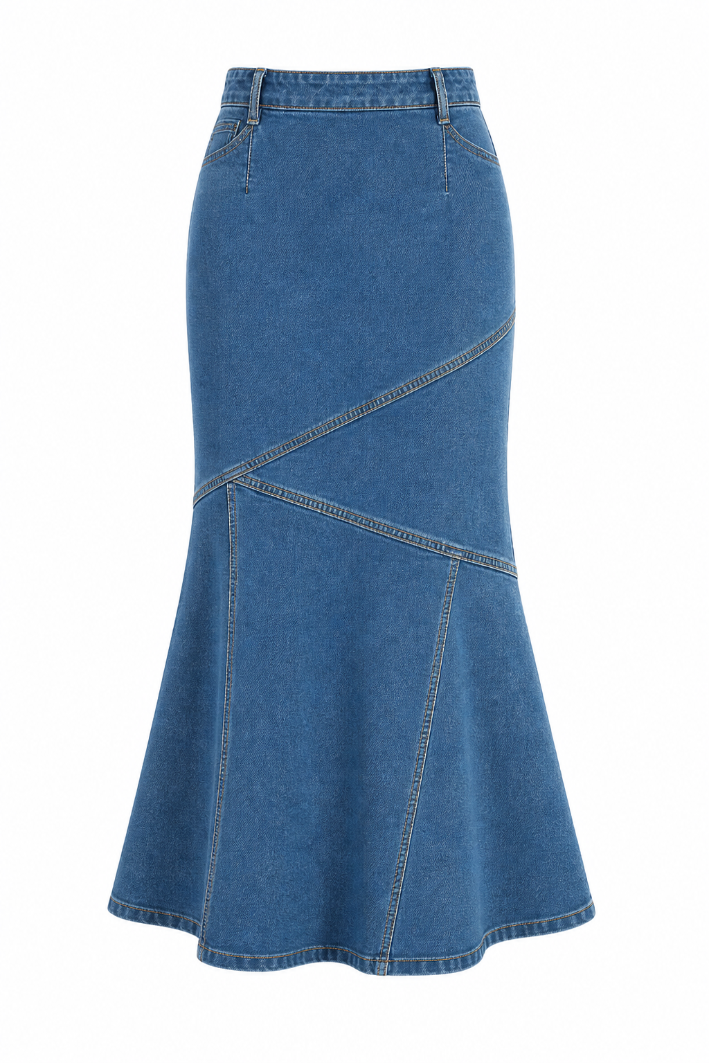 denim long skirt