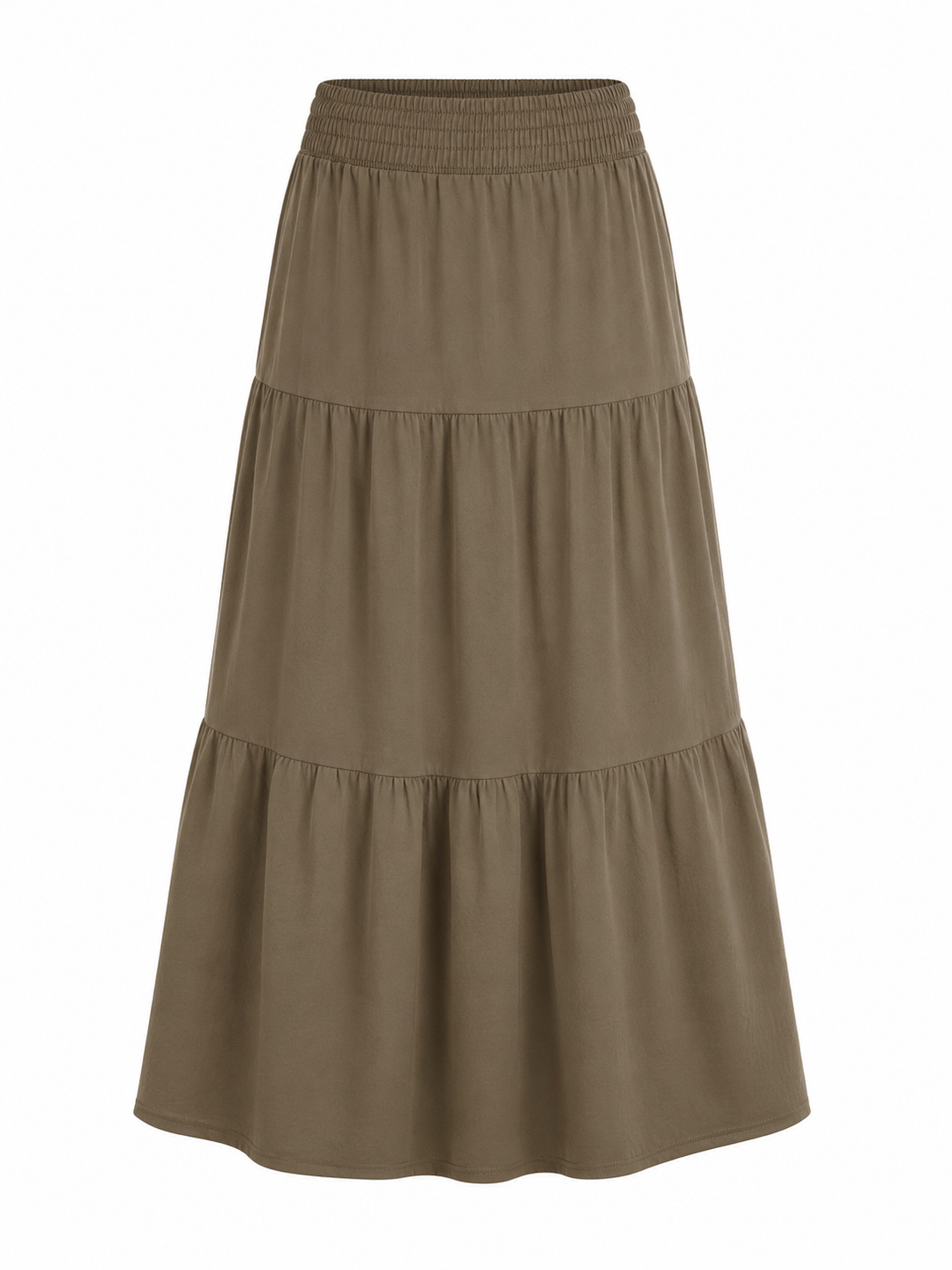 Khaki Tiered Maxi Skirt