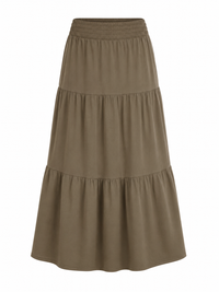 Khaki Tiered Maxi Skirt