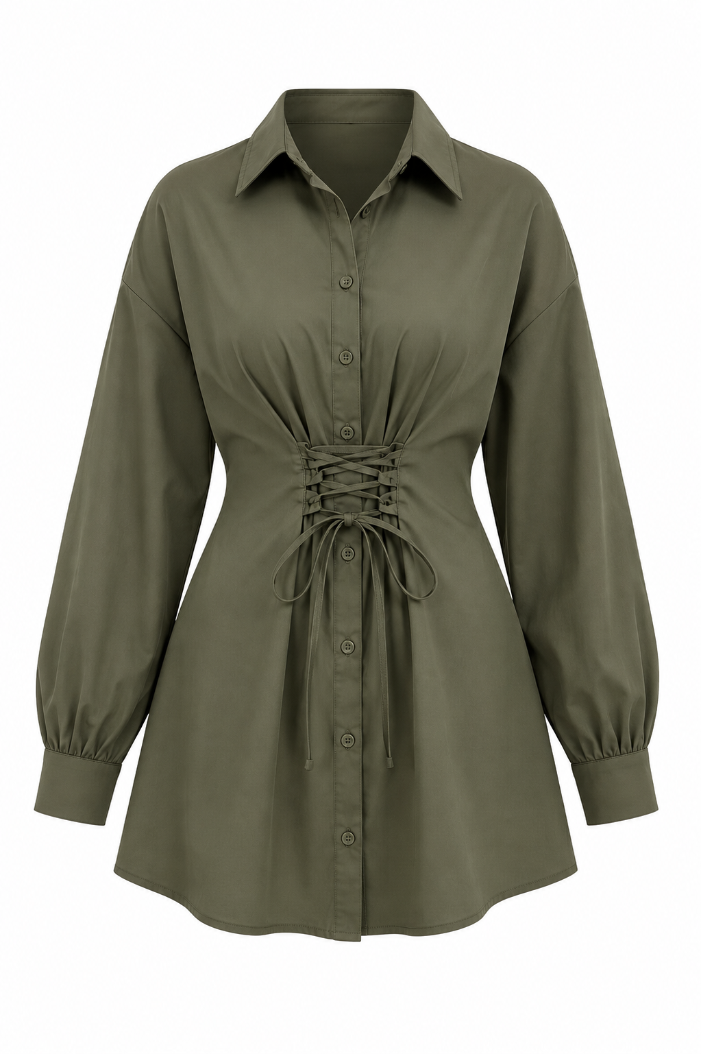 Women's New Waist Strap Slim Fit Sexy Lapel Shirt Dress