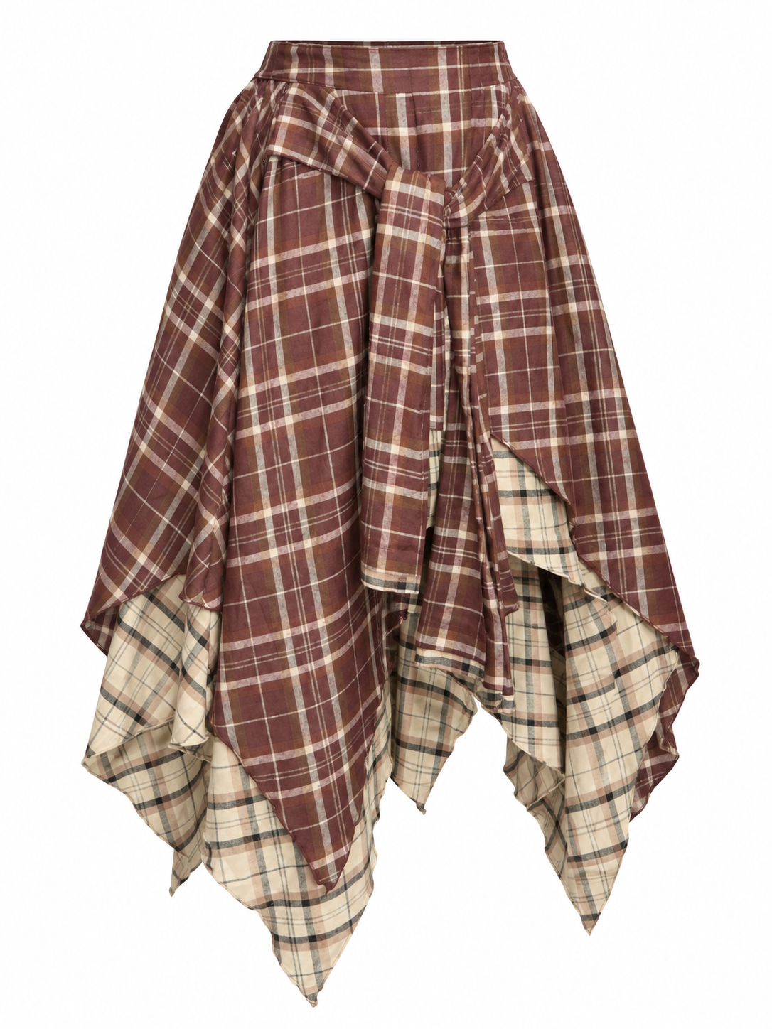 Asymmetrical Plaid Skirt