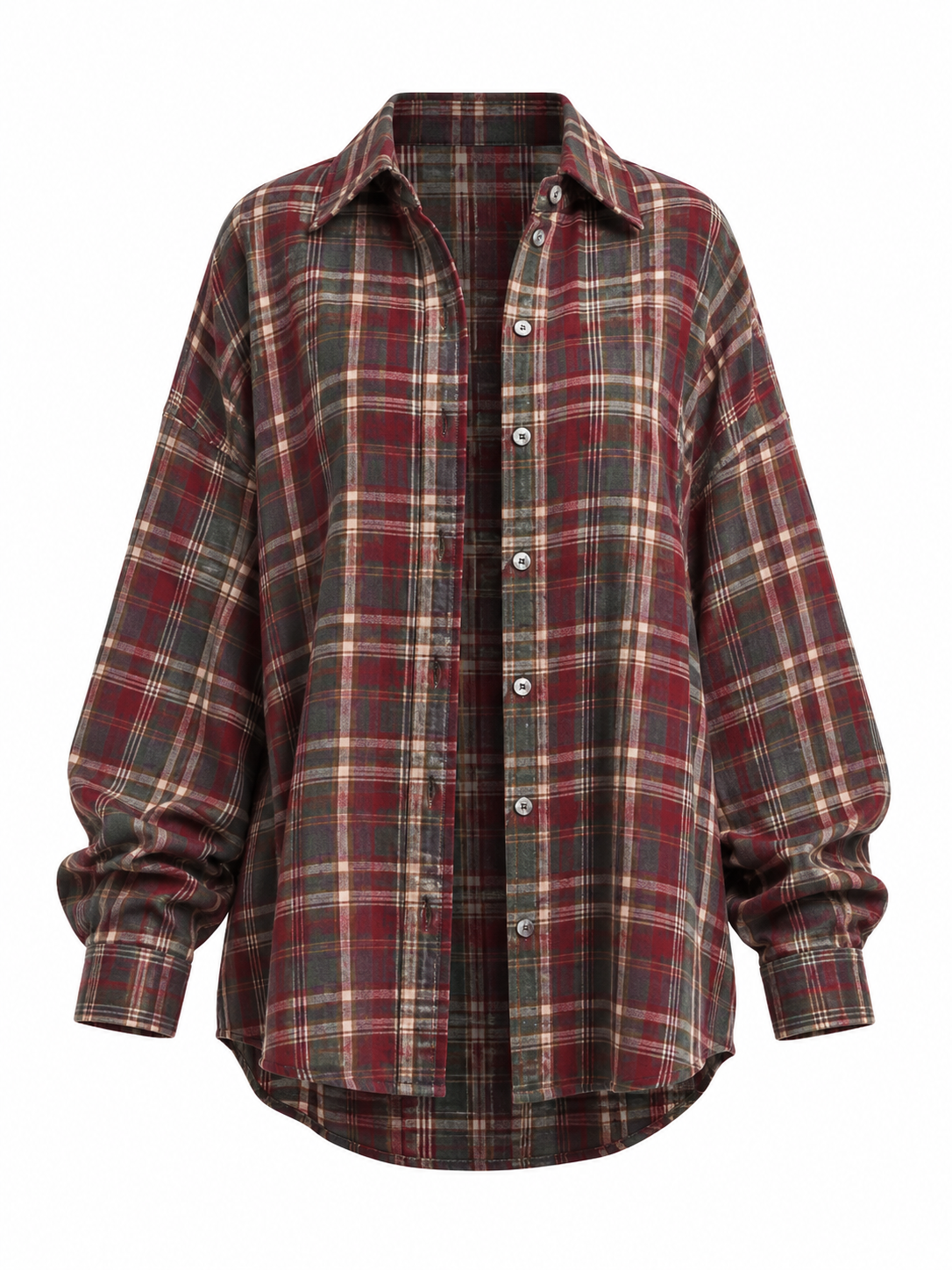 Oversized Plaid Button Up Shirt