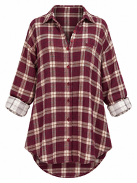 Plus Size Plaid Long Sleeve Mini Shirt Dress