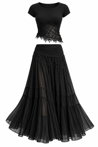Lace Slim Fit Top and Maxi Skirt Set