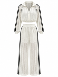Side Stripes Zip Up Top and Pants Set