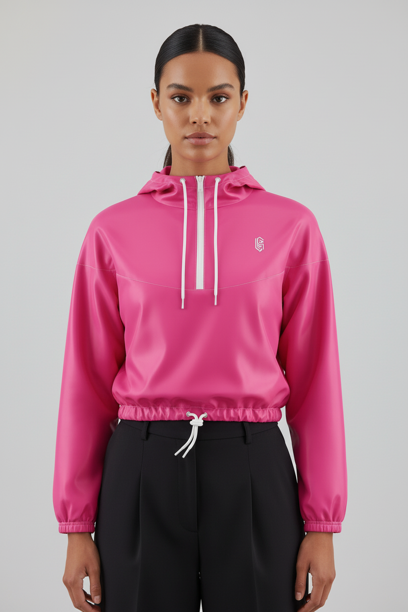 LEM Candy Pink cropped windbreaker - Modestly Vogue 