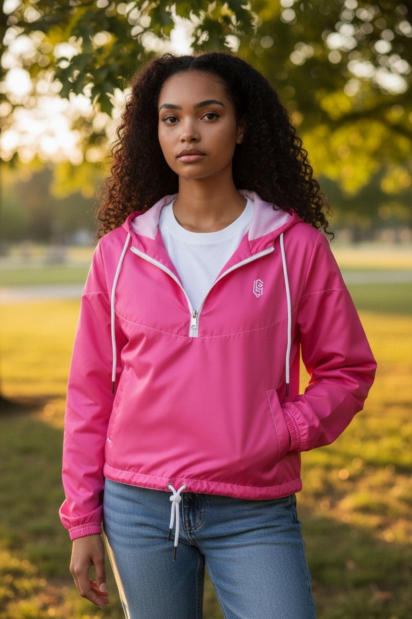 LEM Candy Pink cropped windbreaker - Modestly Vogue 
