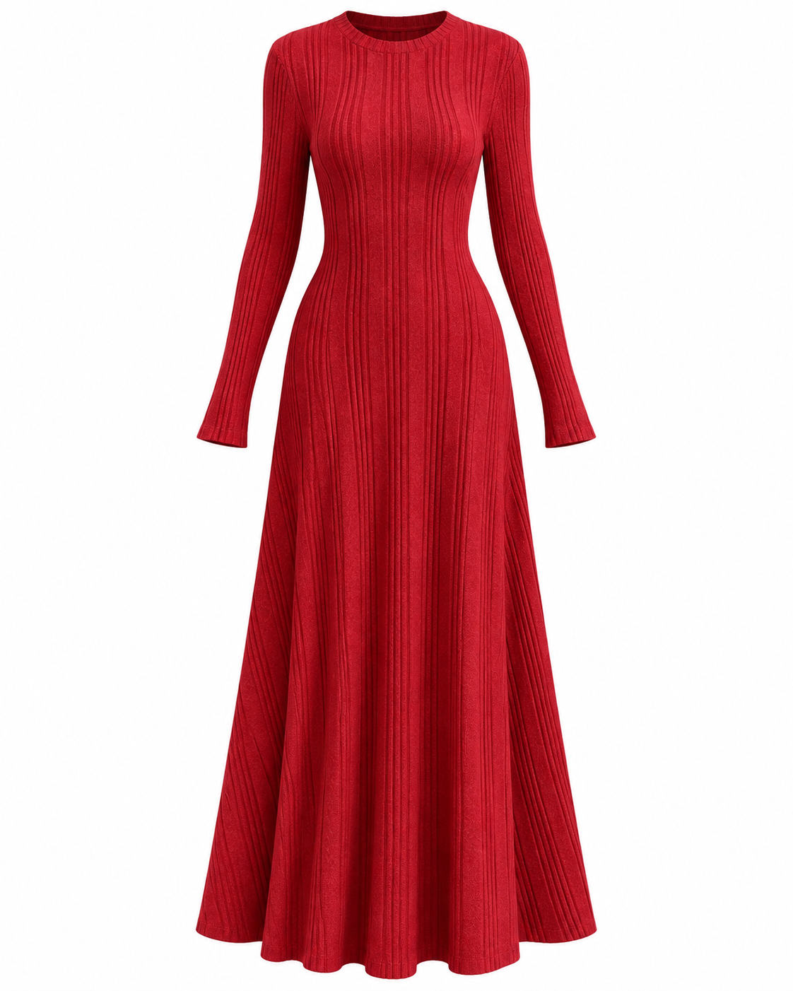 Long Sleeve Ribbed Knit Dress