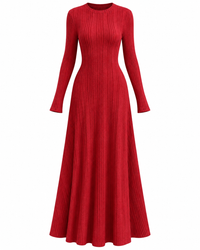 Long Sleeve Ribbed Knit Dress