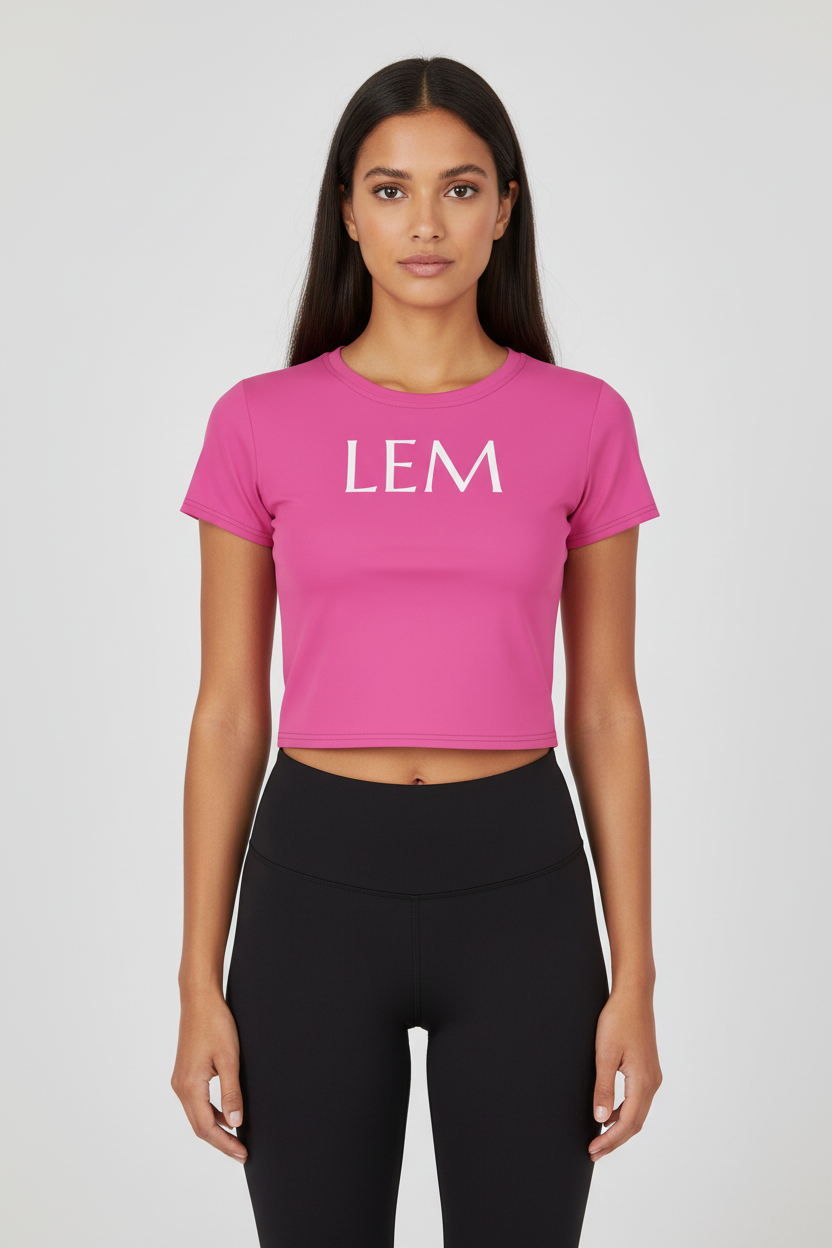 LEM Candy Pink  Crop Tee Essential Casual Top for Women - Modestly Vogue 