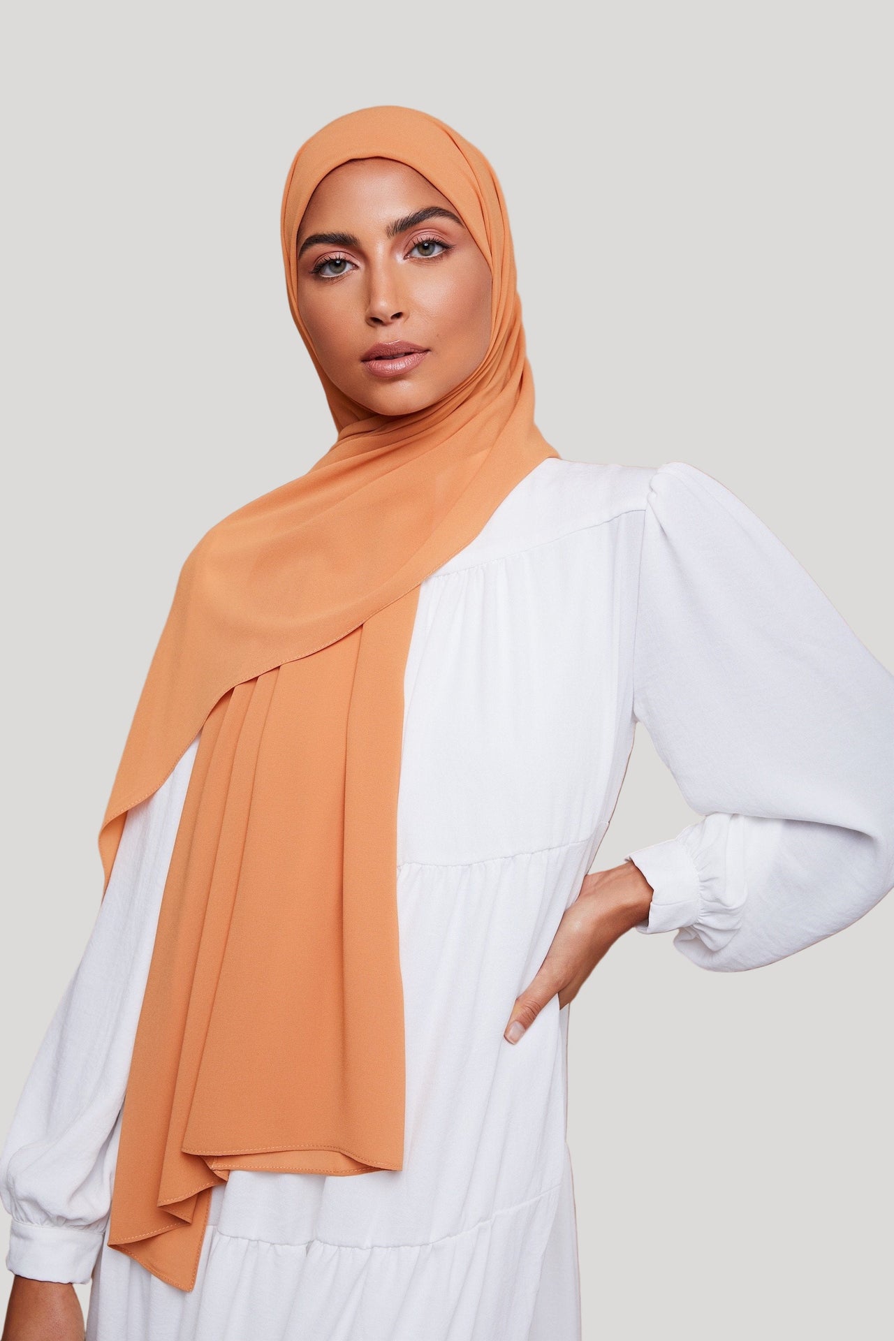 Taupe Aire Chiffon Hijab | Lightweight & Elegant Draped Scarf - Modestly Vogue 