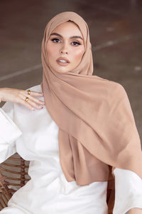Taupe Aire Chiffon Hijab | Lightweight & Elegant Draped Scarf - Modestly Vogue 
