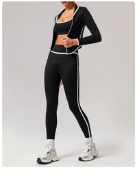 Contrast Color Yoga Jacket – Long Sleeve Stand Collar Workout Top