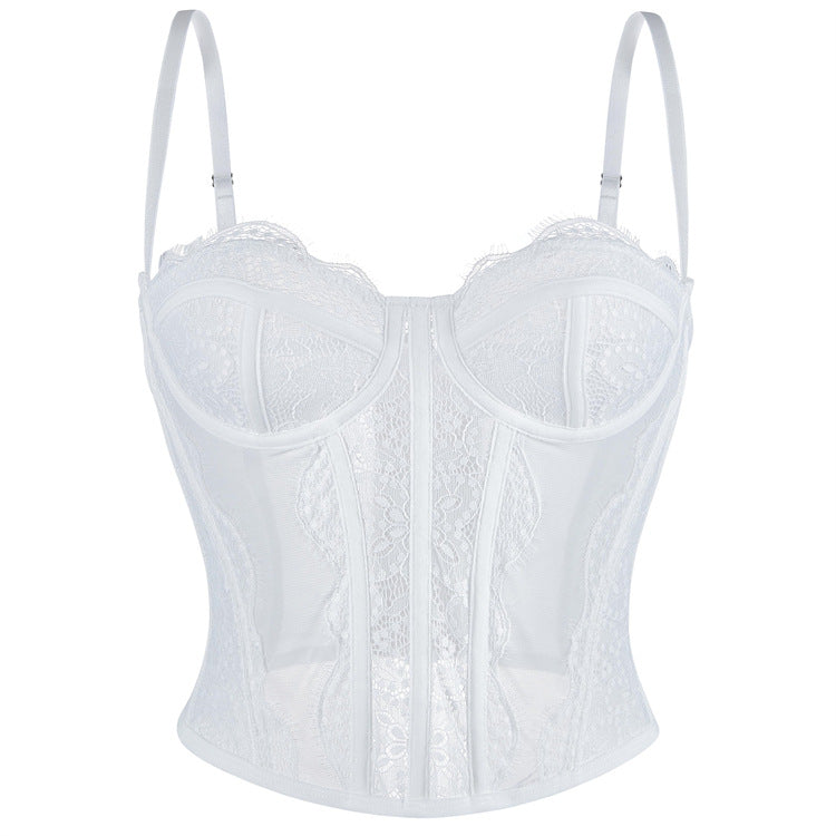 Women’s Lace Camisole with Built-In Bra and Pads