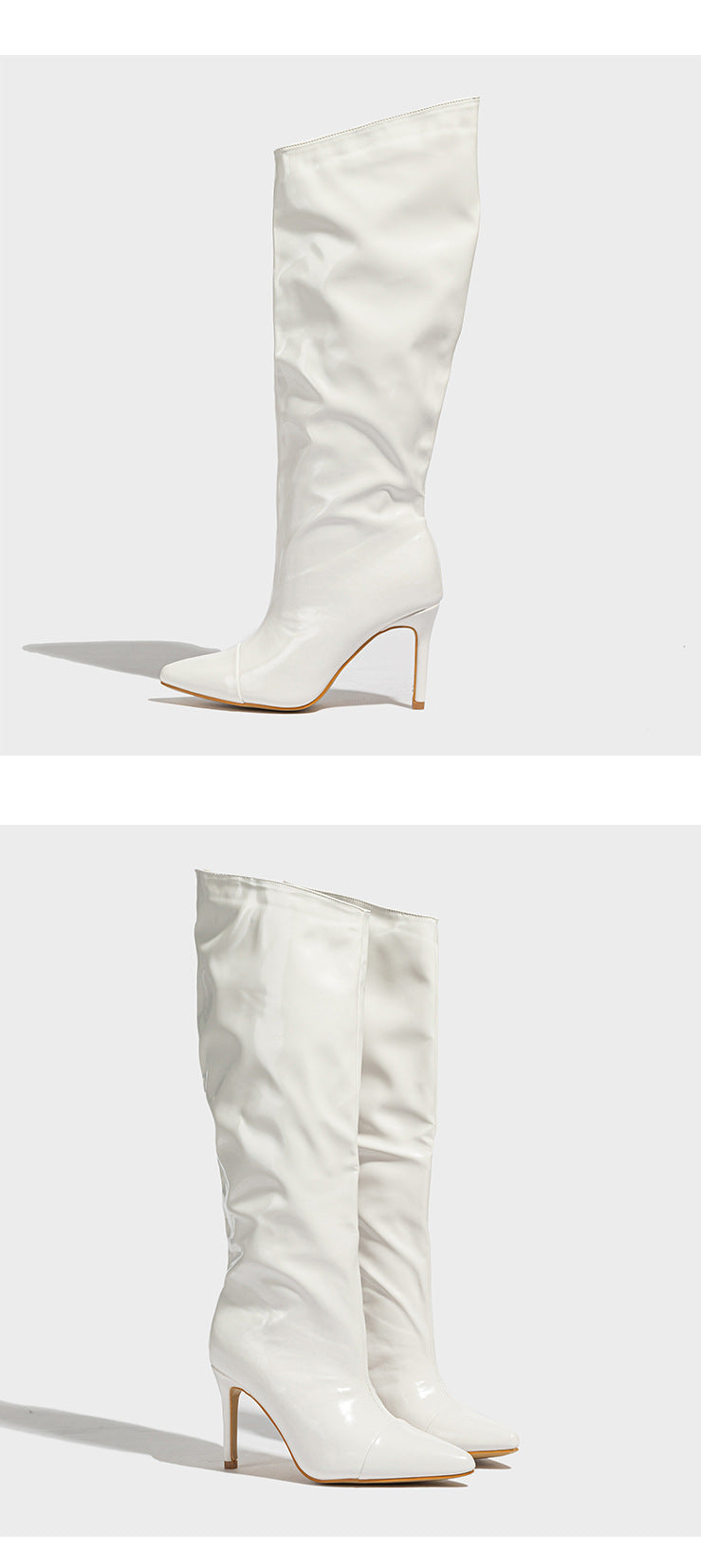 Patent Leather Pointed Mid-Calf Boots | Glossy Women’s Footwear