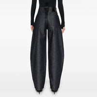 Black Denim Barrel Jeans Pants Trousers - Modestly Vogue 
