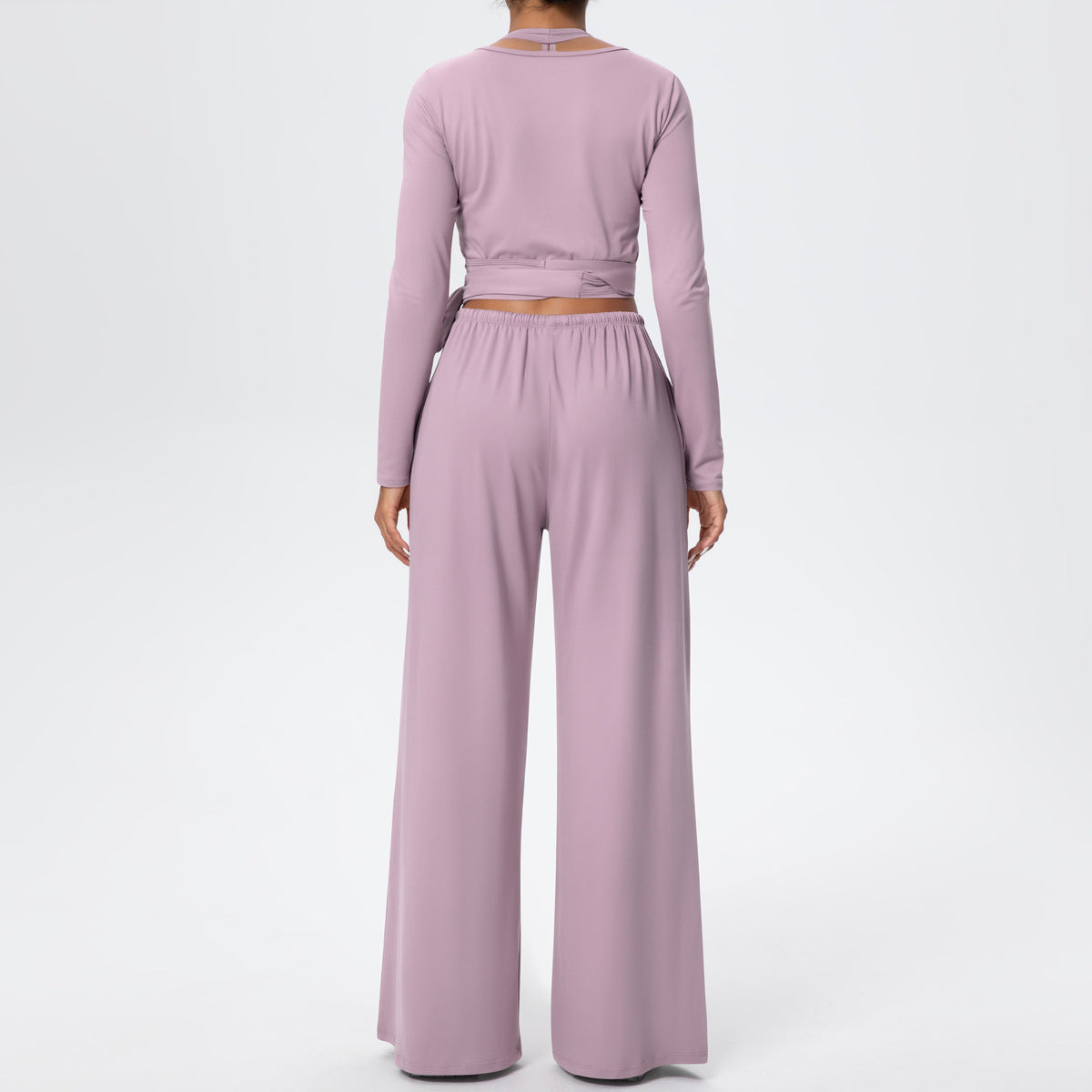 Brushed Quick Drying Yoga Suit Sling Beautiful Back Strap Long Sleeve Hammer Yoga Trousers Three Piece Set - Modestly Vogue 