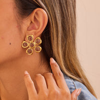 Trendy Leopard Print Design Floral Stainless Steel Studs Affordable Luxury Earrings