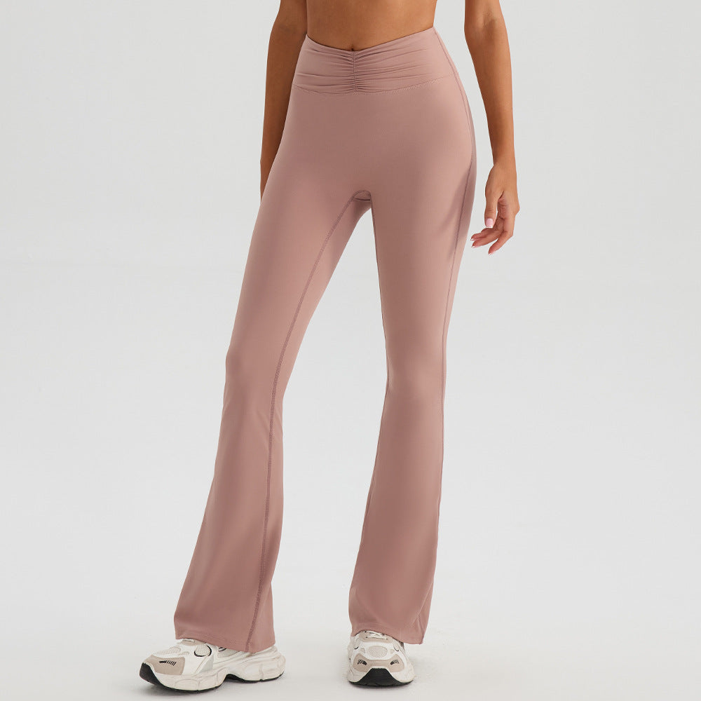 Nude Feel High Waist Yoga Pants – Hip Lift Bell Bottom Fitness Pants