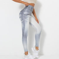 Digital Printing Denim Blue Yoga Pants Sports Leggings - Modestly Vogue 