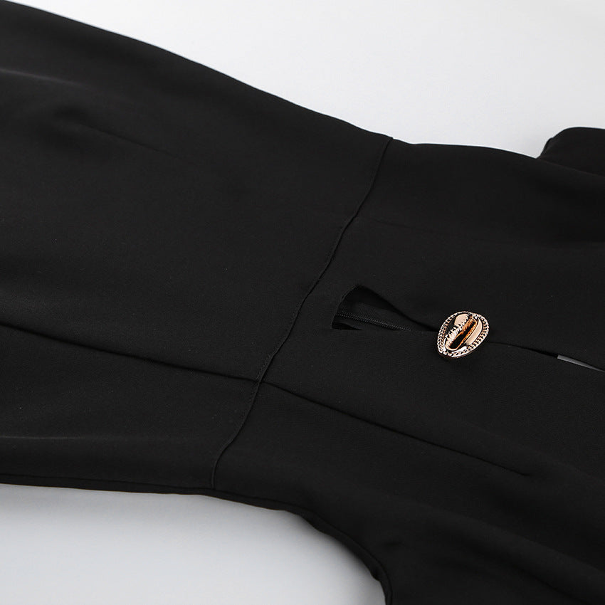The Structured Button Detail Midi Dress - Modestly Vogue 