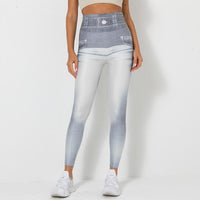 Digital Printing Denim Blue Yoga Pants Sports Leggings - Modestly Vogue 