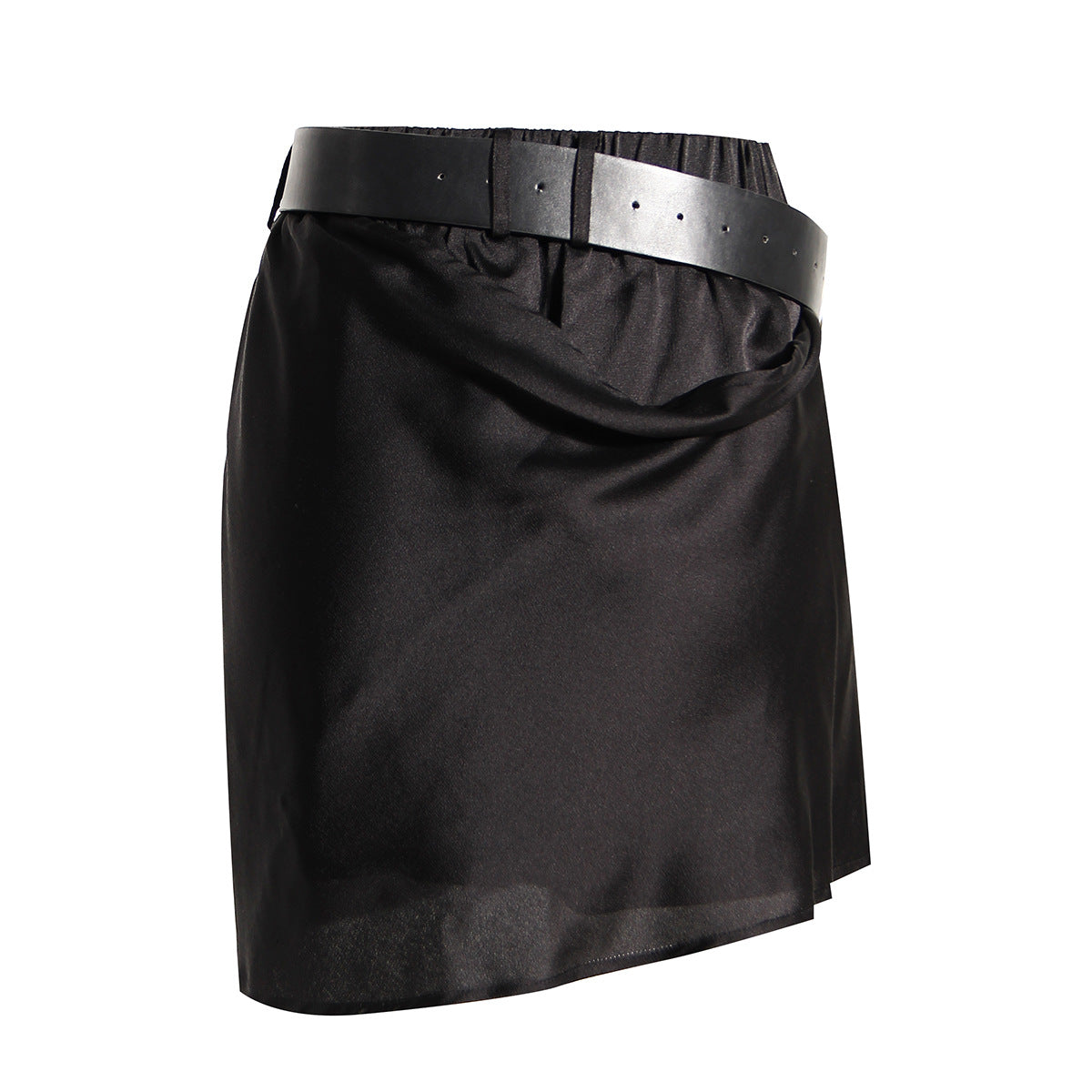 Dark Asymmetric Ruched Two Piece Outfit – Cropped Fall Set - Modestly Vogue 