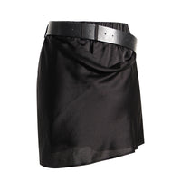 Dark Asymmetric Ruched Two Piece Outfit – Cropped Fall Set - Modestly Vogue 