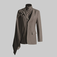 Elegant Cutout Scarf Blazer for Women – Slim Fit Style - Modestly Vogue 