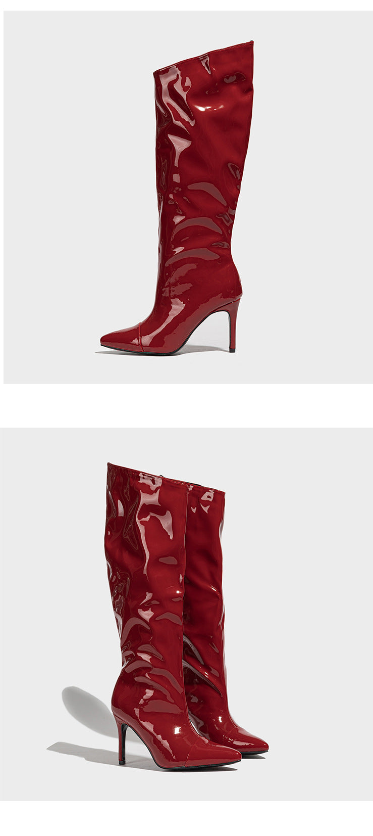 Patent Leather Pointed Mid-Calf Boots | Glossy Women’s Footwear