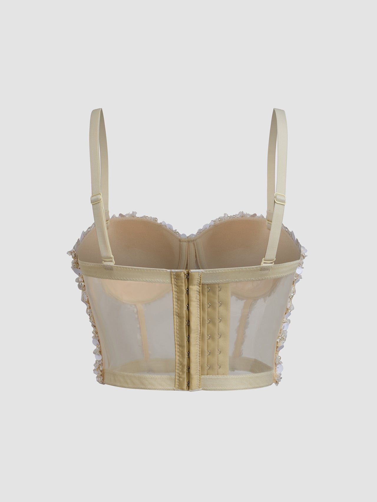 Sling Mesh Bra Outer Wear Body Shaping Boning Corset Sling Crystal Tube Top - Modestly Vogue 