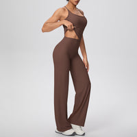 Micro Brushed Solid Color H Shaped Yoga Wear Set