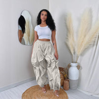 Taupe Ruffle Leg Ankle Banded Pants - Modestly Vogue 