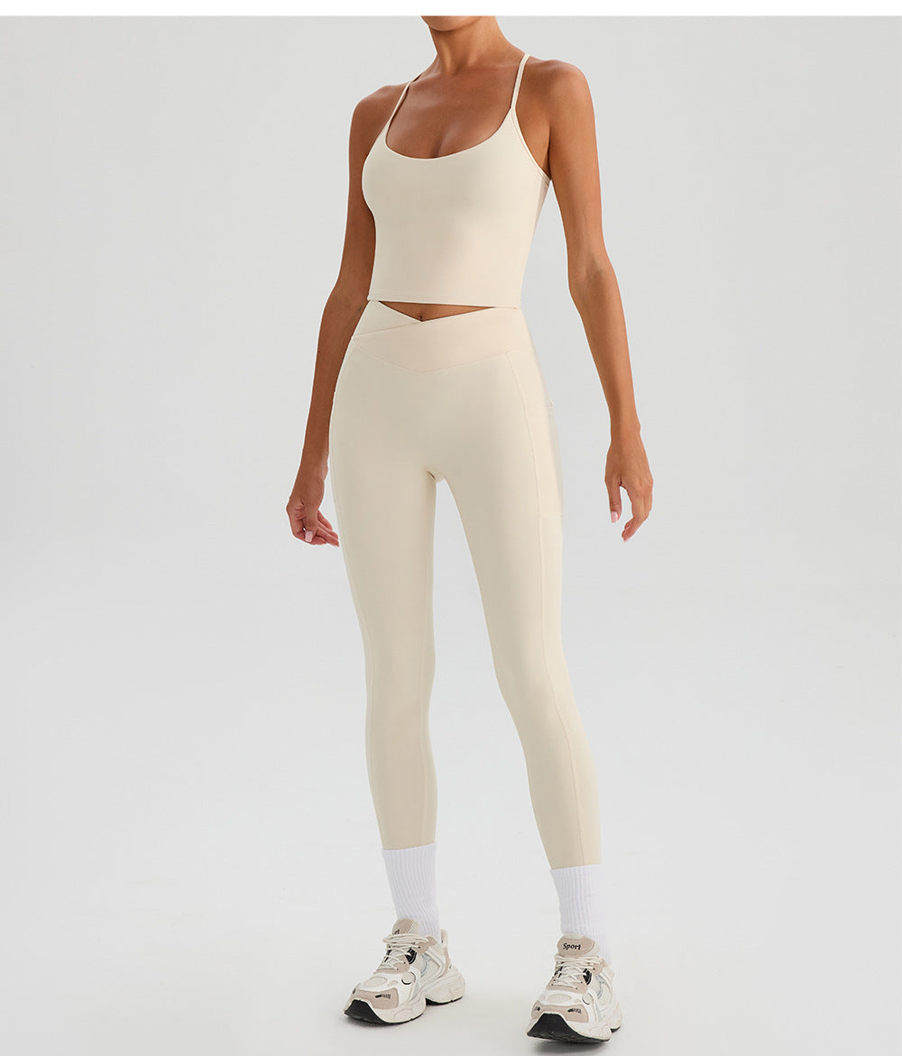 High Waist Cross Yoga Trousers – Nude Feel Quick Dry Fitness Pants