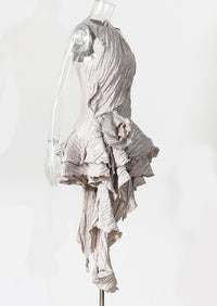 Pleated Floral Ruffled Dress – Asymmetric Retro Summer Style - Modestly Vogue 