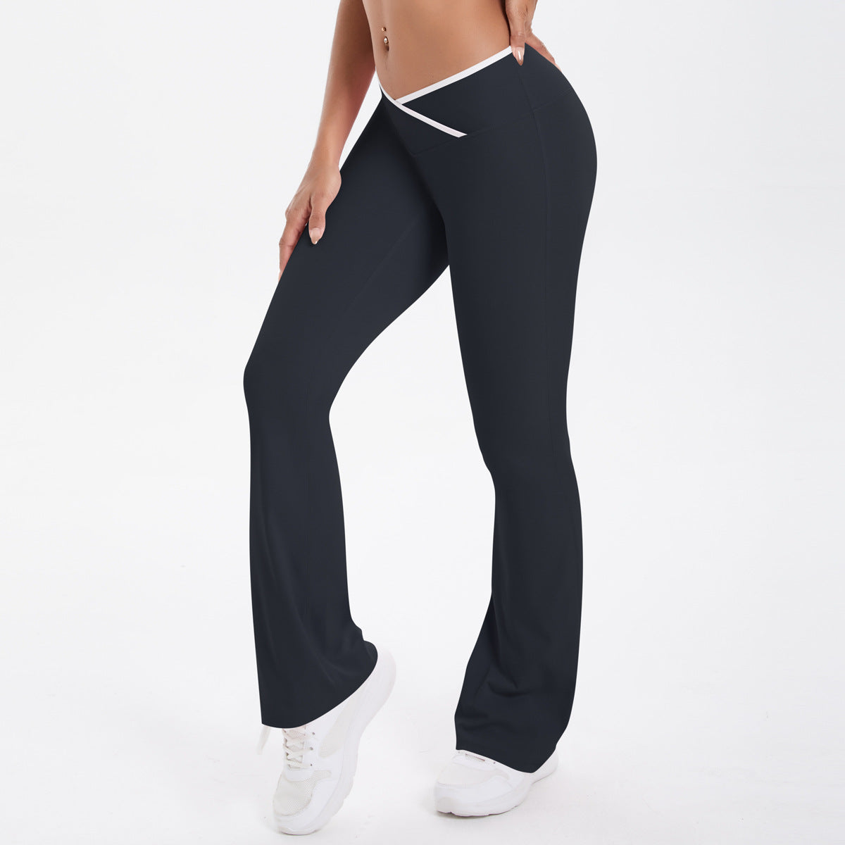 Nude Feel Yoga Pants Cross High Waist Wide Leg Bell Bottoms Women Sports Fitness Pants - Modestly Vogue 