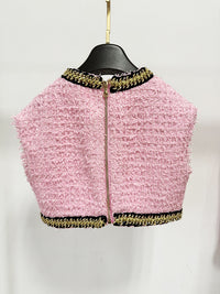 Pastel Autumn Winter Star Heavy Industry Chain Decoration Ultra Short Sleeveless Vest Top - Modestly Vogue 