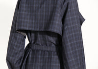 British Plaid Trench Coat for Women with Waist Belt - Modestly Vogue 