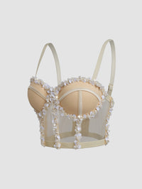 Sling Mesh Bra Outer Wear Body Shaping Boning Corset Sling Crystal Tube Top - Modestly Vogue 