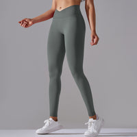 Seamless Knitted Yoga Pants Cross Waist Peach Hip Raise Yoga Pants - Modestly Vogue 