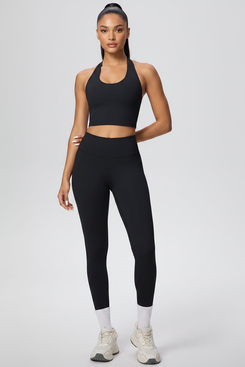 7125 Halter Bra 7100 Pants Suit-Black