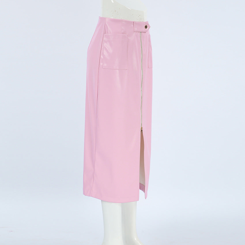 Trendy High Waist, Fashionable Leather Skirt