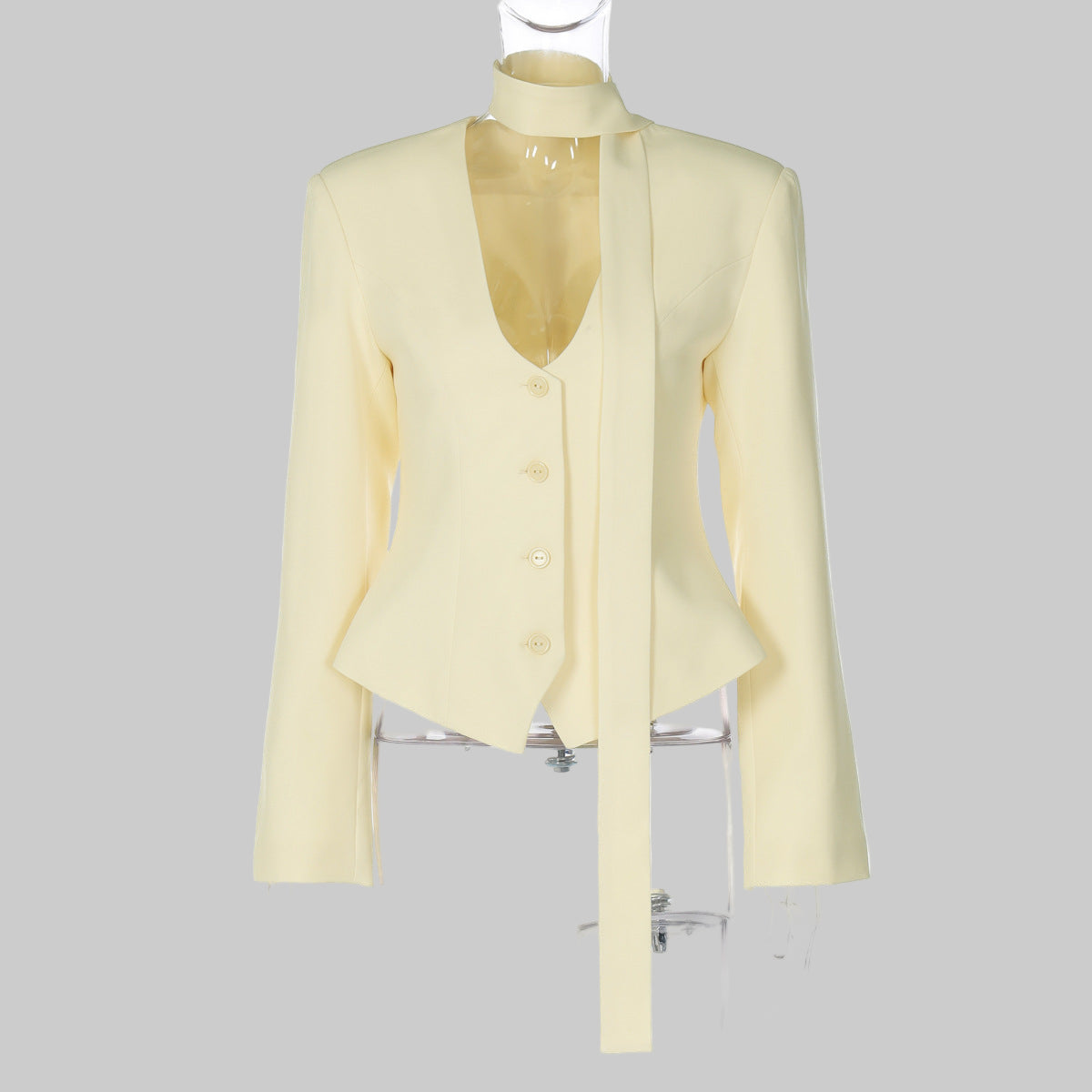 Women Clothing Autumn Elegant Cardigan Button Small Blazers Slim Solid Color Coat - Modestly Vogue 