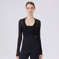 Nude Feel Mesh Sports Yoga Top | Slim Fit Long Sleeve Activewear - Modestly Vogue 