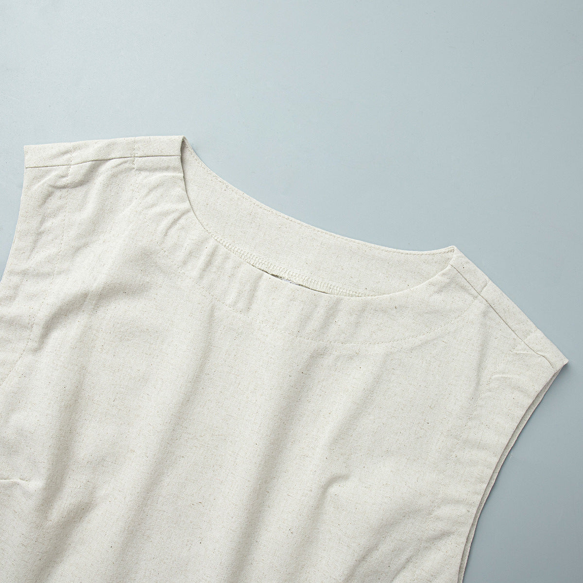Linen Vest Pants Summer Sleeveless Vest Wide Leg Pants Casual Two Piece Sets - Modestly Vogue 