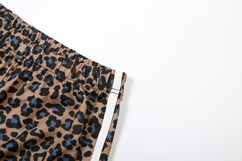 Leopard Print High Waist Wide Leg Trousers Pants - Modestly Vogue 