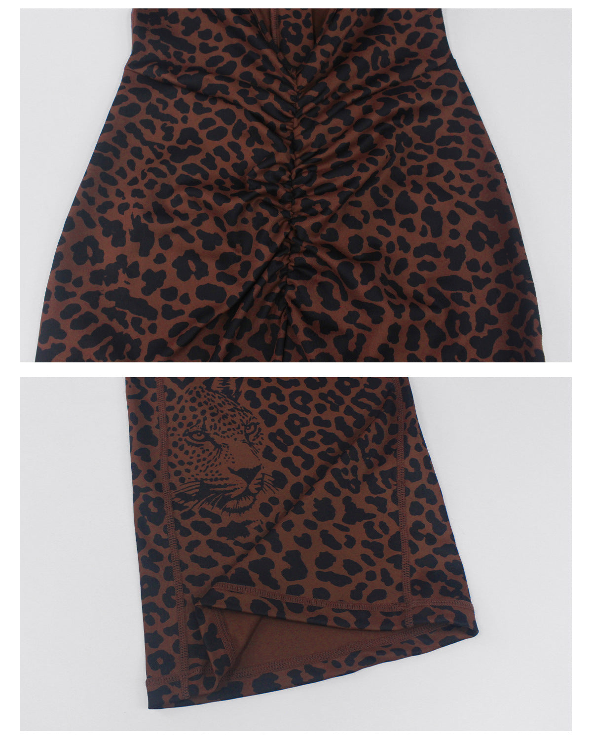 Leopard Print Hip Lifting Jumpsuit Backless Yoga Bodysuit Casual Sportswear with Chest Pad - Modestly Vogue 