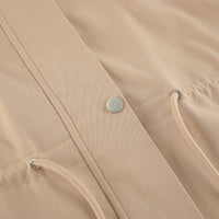 Women Mid Length Drawstring Trench Coat Casual Loose Fit - Modestly Vogue 