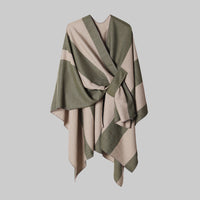 Double Sided Cape Shawl Outer Wear Women Striped Bar Shawl High Sense Cape Shawl