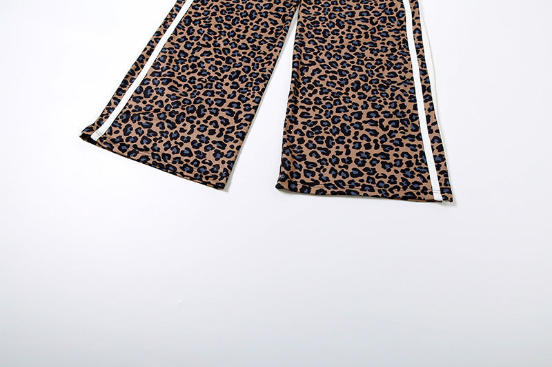 Leopard Print High Waist Wide Leg Trousers Pants - Modestly Vogue 